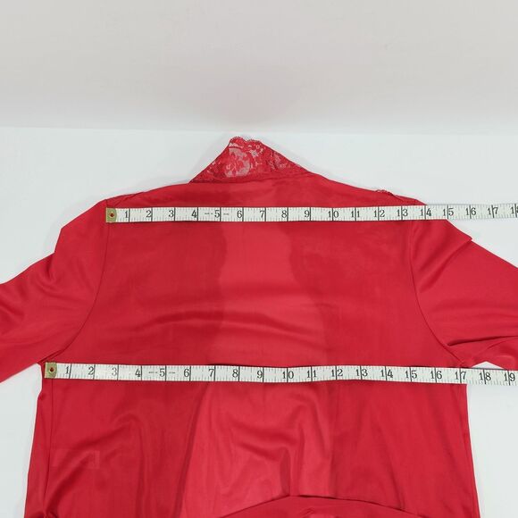 Vintage Olga Red Nylon With Lace Trim Peignoir Night Robe Old Hollywood Size P - Picture 7 of 8